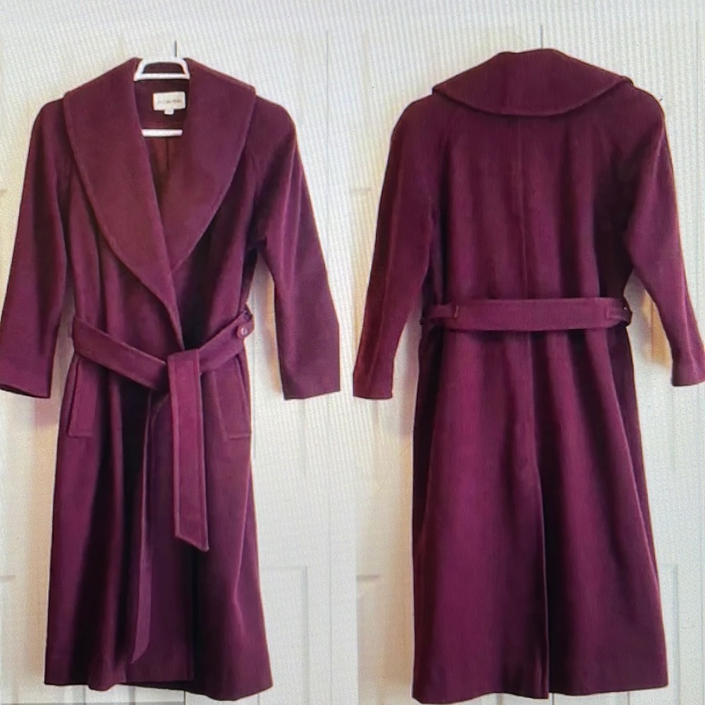 ONE DAY SALE!!!  Vintage JH Collectibles Purple Long 100% Wool Wrap Coat
